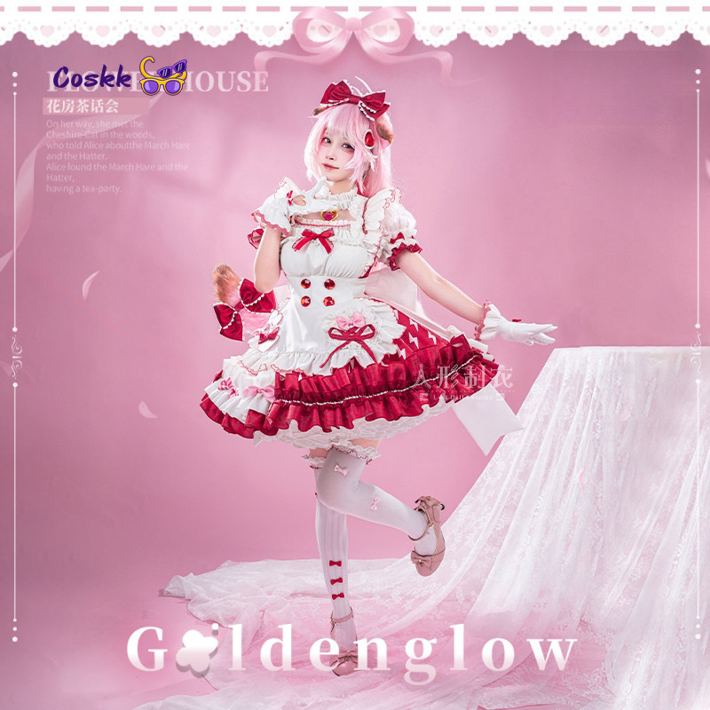 Anime Cosplay Pink - Game Arknights Goldenglow Cosplay Costume Party