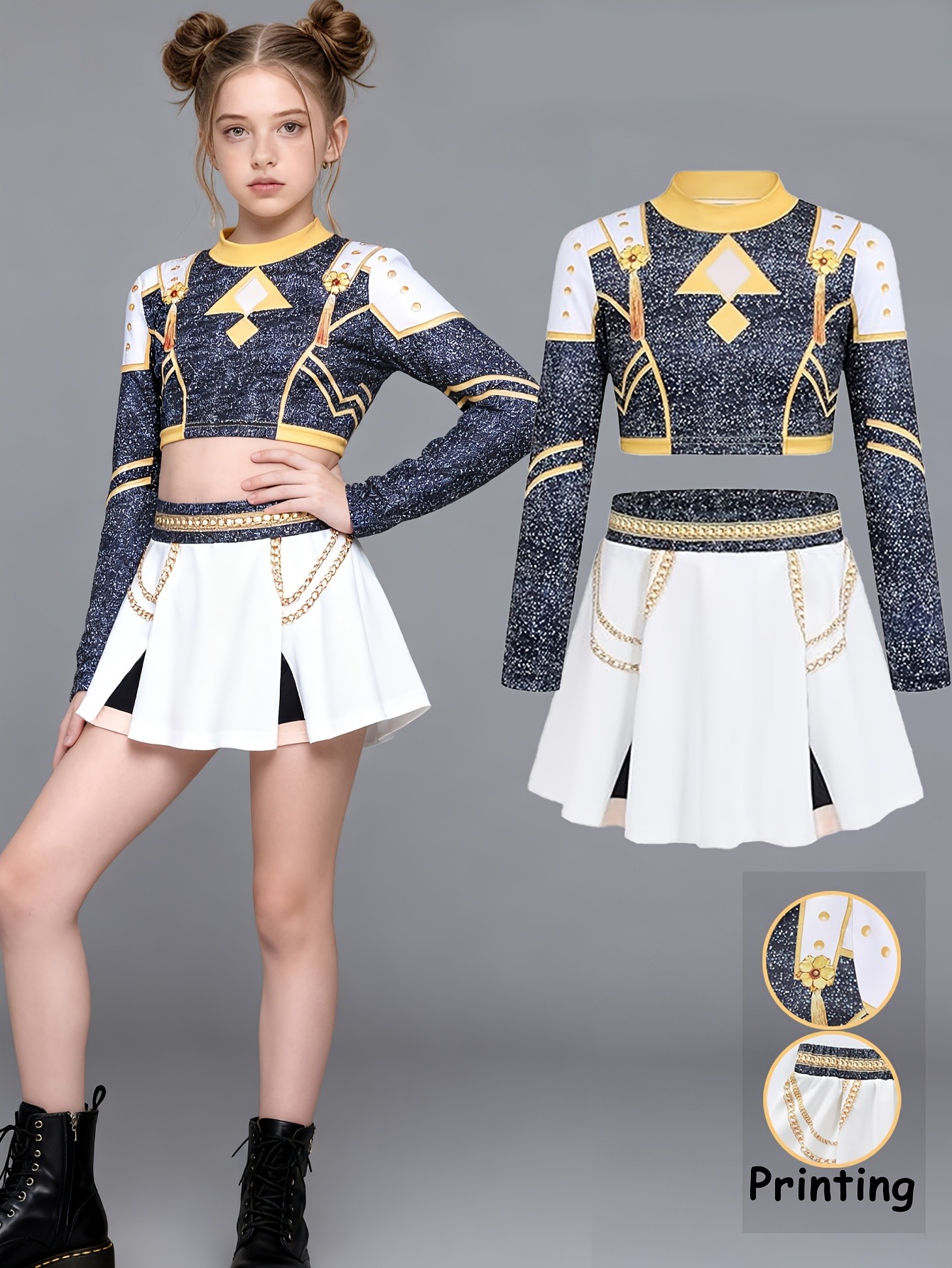 Anime Zoey Cosplay - Trendy Girls 2Pcs Cheerleader Outfit, Sparkly